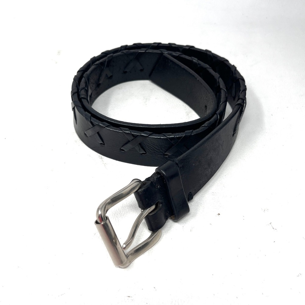Gap Men Genuine Leather Belt 32 Black Lacing USA Made Grunge Goth Hipster Casual